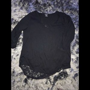 Lace Detailed Black Top